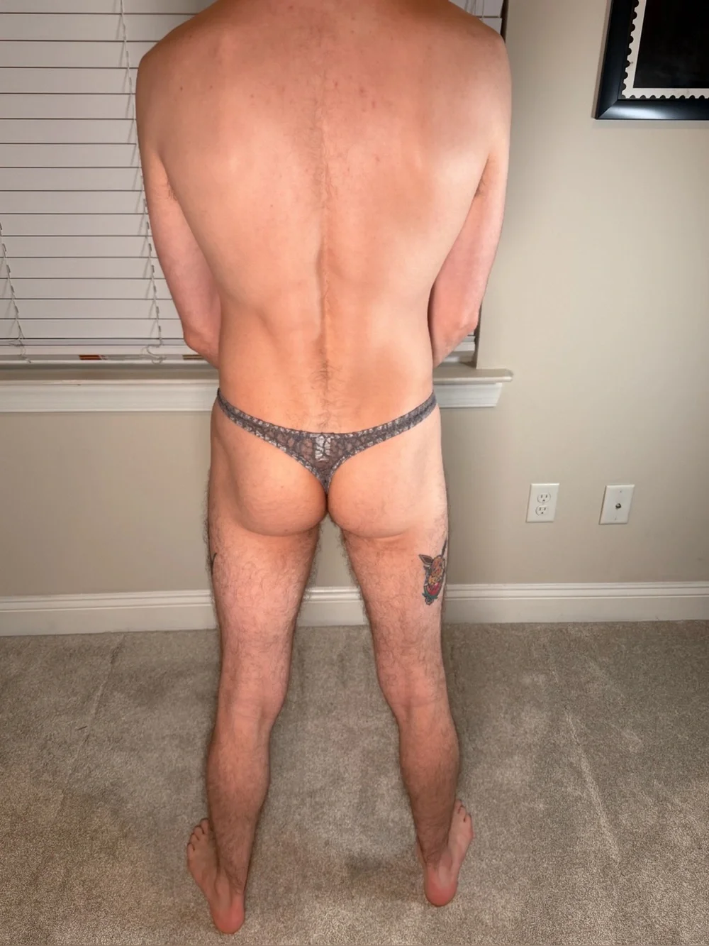 Men's Gray Lace Low-Rise Thong Underwear